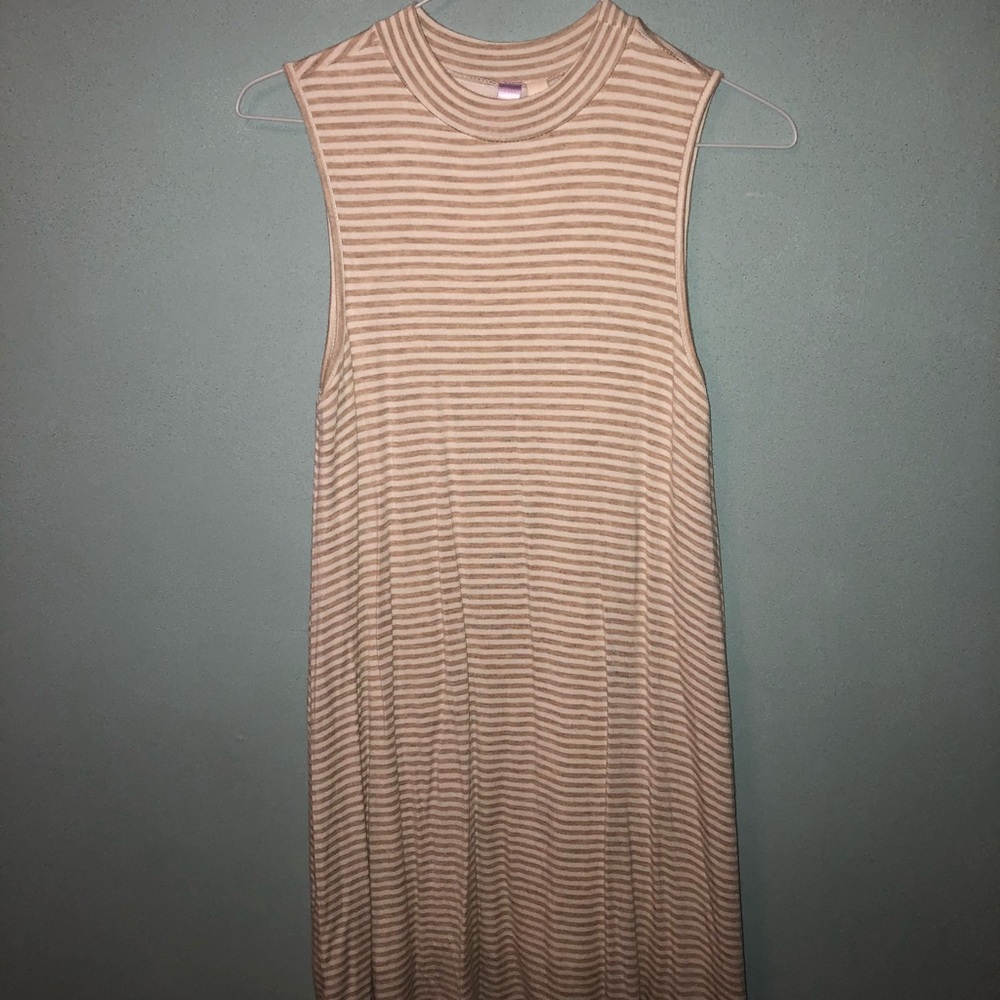 Tan and Cream Striped Dress
